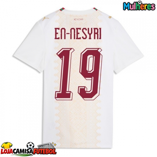 Camisa de Futebol Marrocos Youssef En-Nesyri #19 Equipamento Secundário Mulheres Mundo 2026 Manga Curta